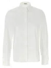 Brunello Cucinelli White Shirt With Pointed Collar And Monil Detail On The Collar In Cotton Blend Woman In White