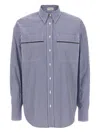 Brunello Cucinelli Monile Striped Shirt Shirt And Blouse Multicolor In Blue