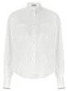 Brunello Cucinelli White Shirt With Classic Collar And Front Pockets