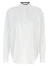 Brunello Cucinelli Neck Shirt With Sleeves And Pleated Back In White