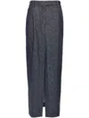 Brunello Cucinelli Skirt With Back Pockets And Front Slit In Blue