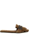 Brunello Cucinelli Fringed Flat Sole Open Toe Sandal In Brown