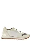 Brunello Cucinelli Bead-embellished Nylon And Suede Sneakers In Neutral