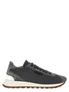 Brunello Cucinelli Low-top Rubber Sole Sneakers With Suede Accents In Gray