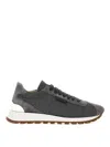 Brunello Cucinelli Low-top Rubber Sole Sneakers With Suede Accents In Grey
