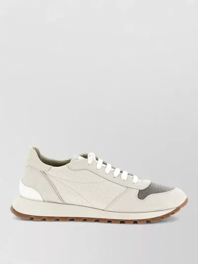Brunello Cucinelli Monile Sneakers Mesh Panel Rubber Sole In Gray