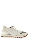 Brunello Cucinelli Bead-embellished Nylon And Suede Sneakers In Neutral
