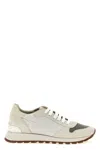 Brunello Cucinelli White Lace Velour Sneakers In White