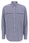 Brunello Cucinelli Monile Striped Shirt Shirt And Blouse Multicolor In Blue