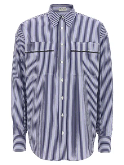 Brunello Cucinelli Monile Striped Shirt Shirt And Blouse Multicolor