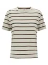 Brunello Cucinelli Striped Crew Neck T-shirt In Multicolor