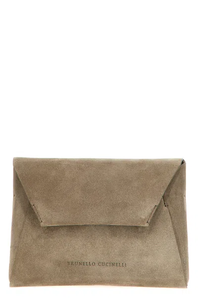 Brunello Cucinelli Monile Suede Clutch Bag