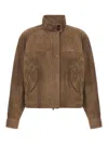 Brunello Cucinelli Cropped Bead-embellished Suede Jacket In Brown