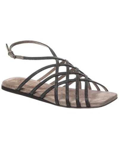 Brunello Cucinelli Cross Sandals In Brown