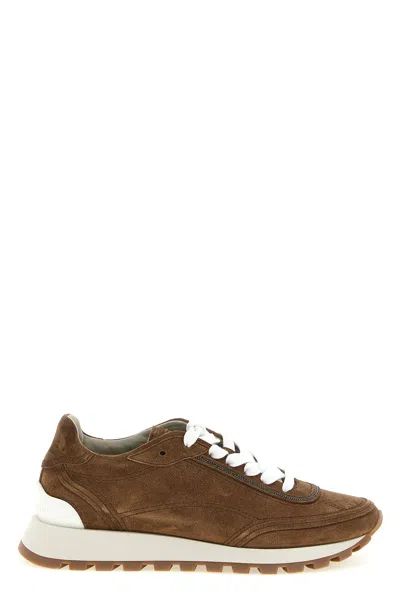 Brunello Cucinelli 'monile' Suede Sneakers In Brown