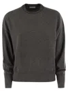 Brunello Cucinelli Cutout Bead-embellished Cashmere And Silk-blend Sweater In Anthracite
