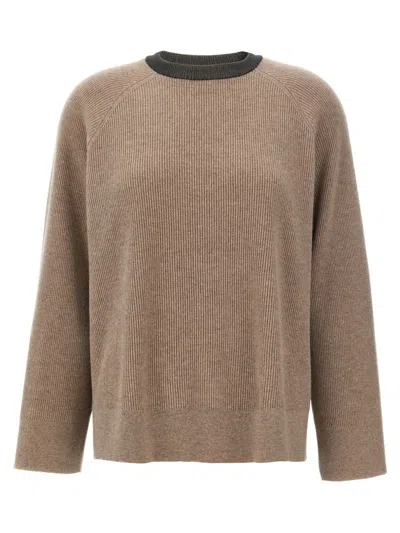 Brunello Cucinelli Ribbed-knit Cashmere Sweater In Beige