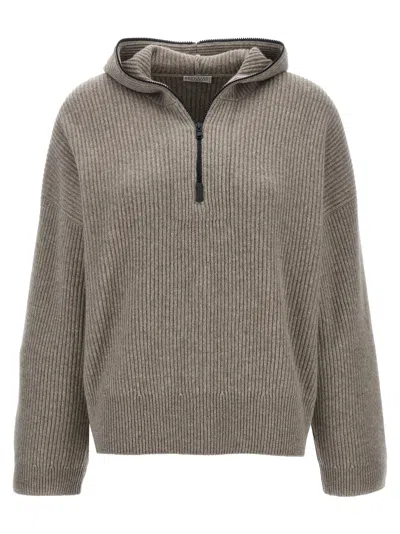 Brunello Cucinelli Monile Sweater, Cardigans Gray In Grey