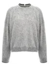 Brunello Cucinelli Contrasting-trim Brushed Jumper In Gray