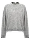 Brunello Cucinelli Contrasting-trim Brushed Jumper In Gray
