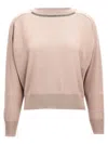 Brunello Cucinelli Boat-neck Cashmere Jumper In Pink