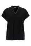 Brunello Cucinelli Short-sleeve T-shirt With V-neckline In Black