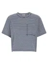 Brunello Cucinelli Striped Jersey Shiny Pocket Detail Crop T-shirt