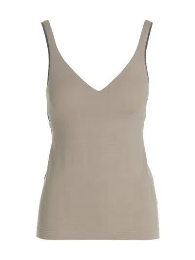 Brunello Cucinelli Monile Tank Top In Beige