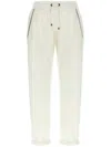 Brunello Cucinelli Track Trousers In Lightweight Stretch Cotton Fleece With Moniline In White