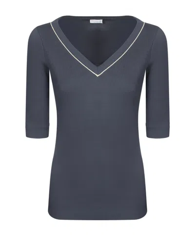 BRUNELLO CUCINELLI BRUNELLO CUCINELLI MONILI-DETAILED RIBBED T-SHIRT
