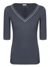 Brunello Cucinelli Monile V-neck Black T-shirt