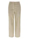 Brunello Cucinelli Beige Corduroy Trousers With Front Zip And Hook Button Closure In Neutral