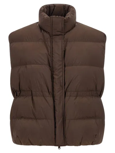 Brunello Cucinelli Monile Quilted Vest Stand Up Collar In Brown