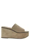 Brunello Cucinelli Suede Slide Wedge Platform Sandals