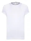 Brunello Cucinelli Stretch Cotton Jersey T-shirt With Precious Faux Layering In White
