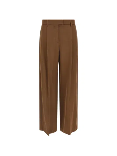 Brunello Cucinelli Monile Wide-leg Trousers In Brown