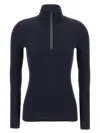 Brunello Cucinelli Wolf Knitwear With Long Sleeves And High Neck In Blue
