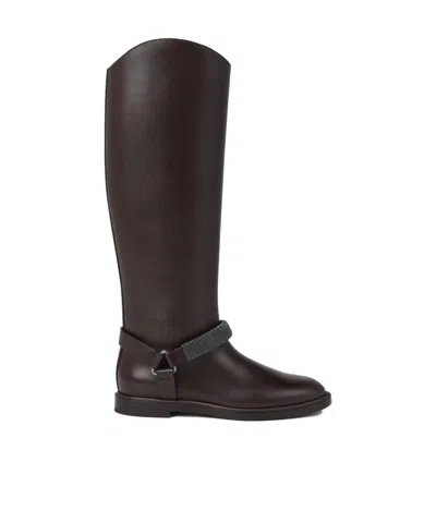 Brunello Cucinelli Leather Boots In Black