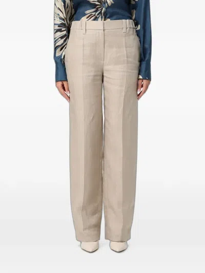 Brunello Cucinelli Monile-embellished Straight-leg Trousers In Neutral