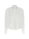 Brunello Cucinelli Women White Shirt With Classic Collar And Front Pockets In Cotton Woman In White
