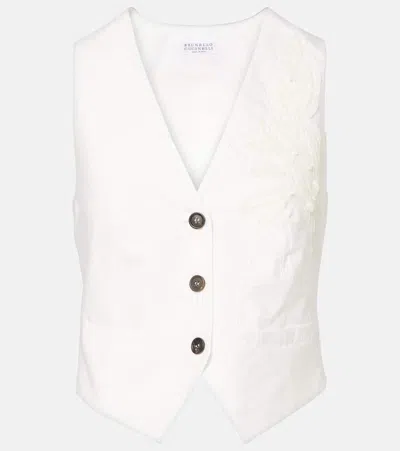 Brunello Cucinelli Weste Monili Aus Popeline In White
