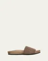 Brunello Cucinelli Monili Band Flat Pool Sandals In Rose Gold