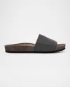 Brunello Cucinelli Monili Band Flat Pool Sandals In Ultrablack