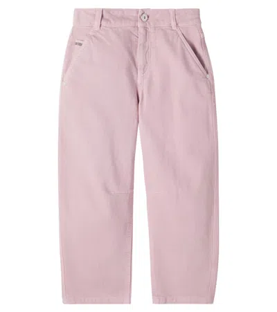 Brunello Cucinelli Kids' Monili Barrel-leg Jeans In Pink