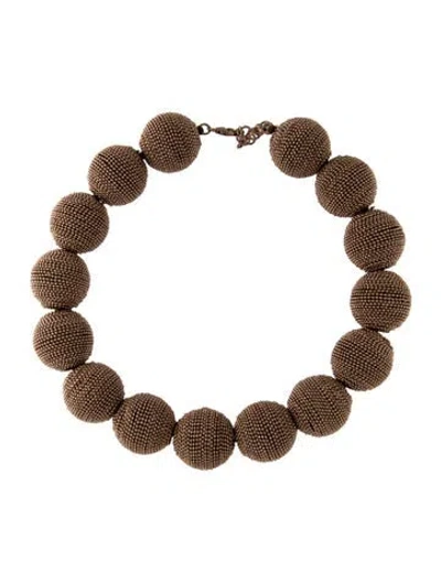 Pre-owned Brunello Cucinelli Monili Bead Collar Necklace, 17.25" In Brown