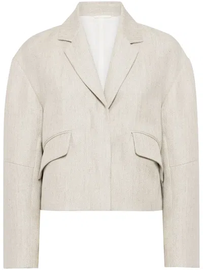 Brunello Cucinelli Monili Bead-embellished Blazer In Neutrals