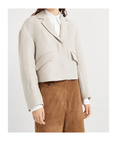 Brunello Cucinelli Monili Bead-embellished Blazer In White