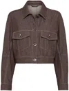 Brunello Cucinelli Monili Bead-embellished Cropped Jacket In Brown