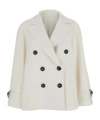 Brunello Cucinelli White Double Breasted Jacket With Beaded Jewelry Decoration In White