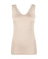 Brunello Cucinelli Monili Bead-embellished Ribbed-knit Tank Top In Nude